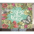 thumbnail image 1 of Ambesonne Saying Curtains 2 Panel Set, Sketch of Spring Blooms, 108" x 90", Multicolor, 1 of 3