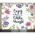 thumbnail image 1 of Enjoy the Little Things Curtains 2 Panels Set, Thriving Nature Themed Flora and Foliage with an Inspiring Slogan, Window Drapes for Living Room Bedroom, 108W X 96L Inches, Multicolor, by Ambesonne, 1 of 3
