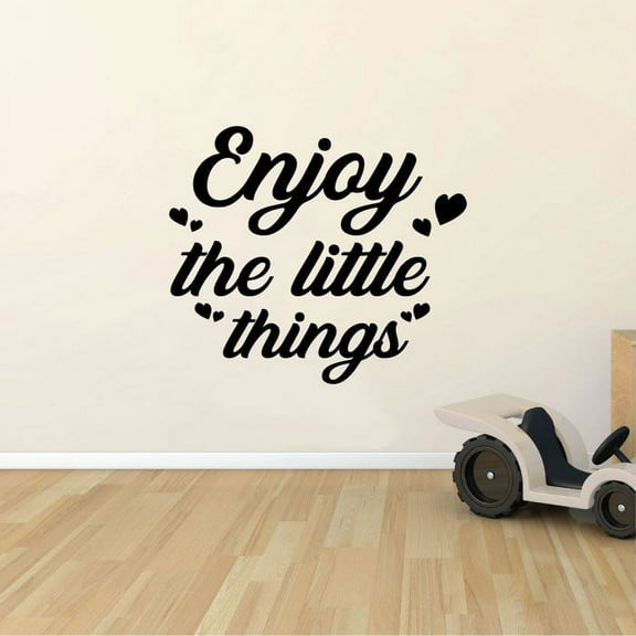 Enjoy The Little Things - Inspirational Life Quote Cute Little Hearts Vinyl Wall Art Sticker Wall Decal Decoration For Home Room Kids Room Nursery Room Girls Boys Décor Design Size (30x30 inch)