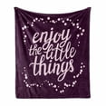 thumbnail image 1 of Enjoy the Little Things Soft Flannel Fleece Throw Blanket, Words of Wisdom with Dots Hand Drawn Motivation Boost, Cozy Plush for Indoor and Outdoor Use, 50" x 70", Pale Mauve and Purple, by Ambesonne, 1 of 5