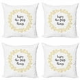 thumbnail image 1 of Enjoy the Little Things Throw Pillow Cushion Case Pack of 4, Monochrome Wreath with Hand Written Words, Modern Accent Double-Sided Print, 4 Sizes, Earth Yellow Black White, by Ambesonne, 1 of 2