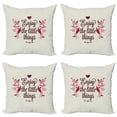thumbnail image 1 of Enjoy the Little Things Throw Pillow Cushion Case Pack of 4, Vintage Words and Flowers on Off White Backdrop, Modern Accent Double-Sided Print, 4 Sizes, Dark Coral Purple, by Ambesonne, 1 of 2