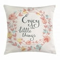 thumbnail image 1 of Enjoy the Little Things Throw Pillow Cushion Cover, Flower and Leaf Silhouettes with Colorful Dots on Eggshell Backdrop, Decorative Square Accent Pillow Case, 24 X 24 Inches, Multicolor, by Ambesonne, 1 of 2