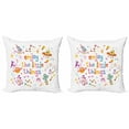 thumbnail image 1 of Enjoy the Little Things Throw Pillow Cushion Cover Pack of 2, Nursery Theme Whacky Cartoon Characters with Spirit Boosting Phrase, Zippered Double-Side Digital Print, 4 Sizes, Multicolor, by Ambesonne, 1 of 2