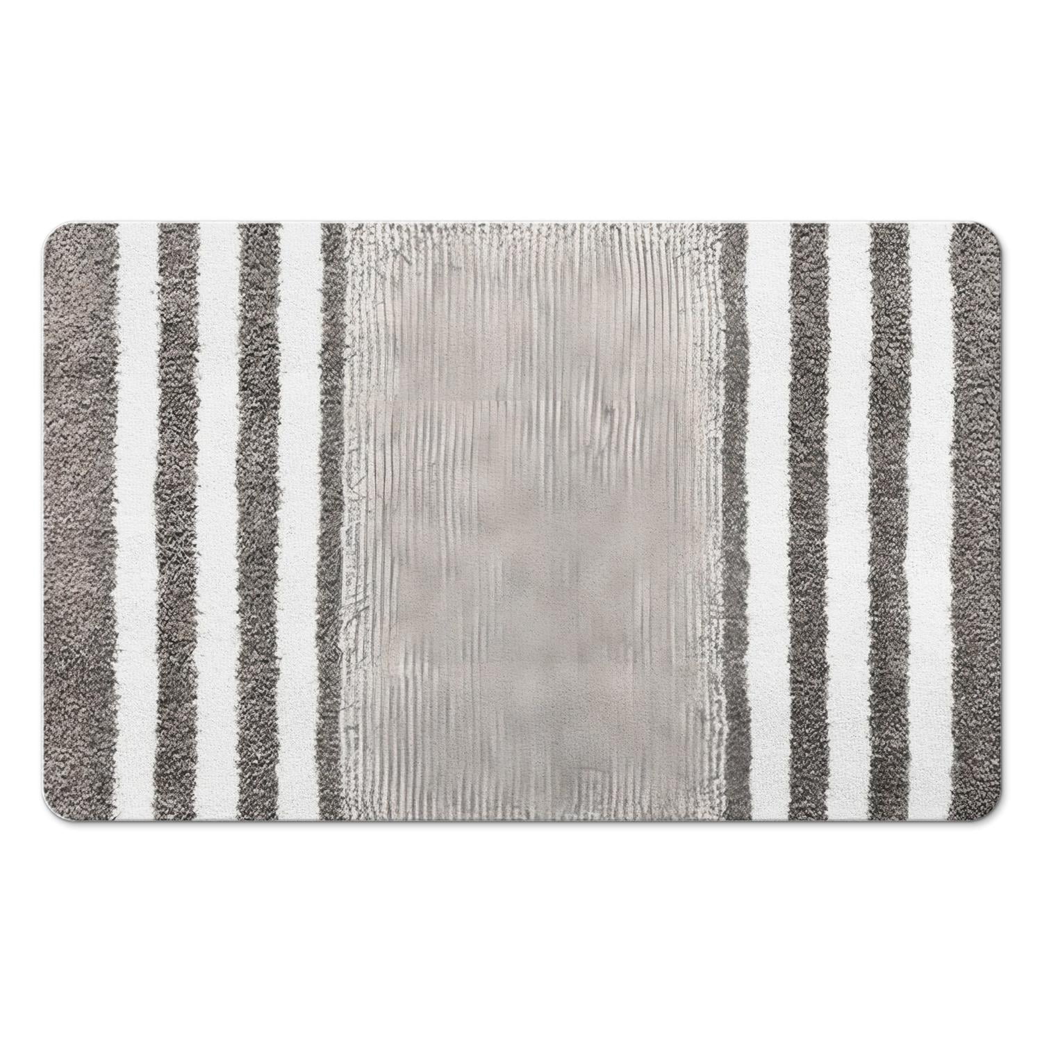 Enjoy Luxury with Our Striped Microfiber Bathroom Rugs, Extra Thick and Absorbent 20x32 inch Bath Mat, Anti-Slip for Safety, Machine Washable for Tub & Shower
