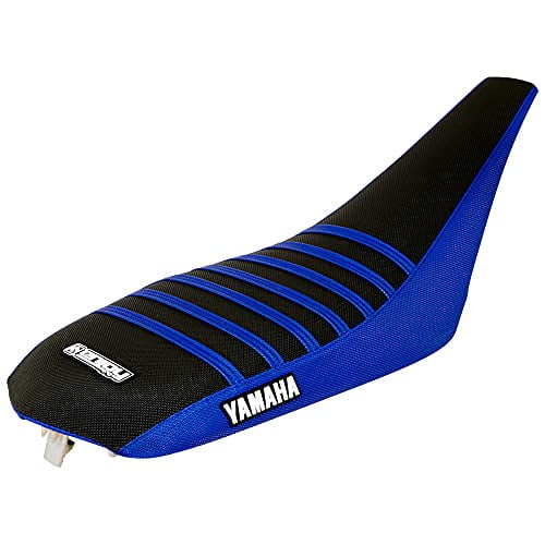 Enjoy Mfg Seat Cover For Yamaha YFZ450 (2004-2013) - Black/Blue Gripper Material, Ribbed Style