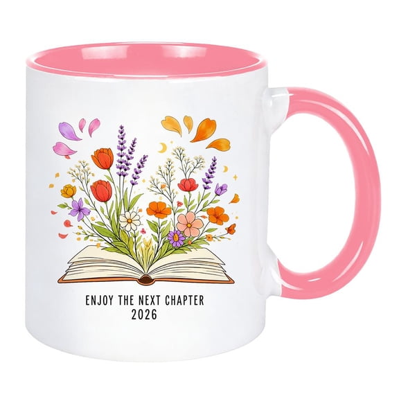 Enjoy The Next Chapter 2026 Ceramic Coffee Mug for Women, NEW Funny Floral Book 11oz Coffee Cup Gifts for Coworker, Retirement Farewell Mug Gifts, Going Away Good Luck Graduation Present