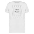 thumbnail image 1 of Enjoy Ocean Always Typography Waves Men's White T-shirt, 1 of 2