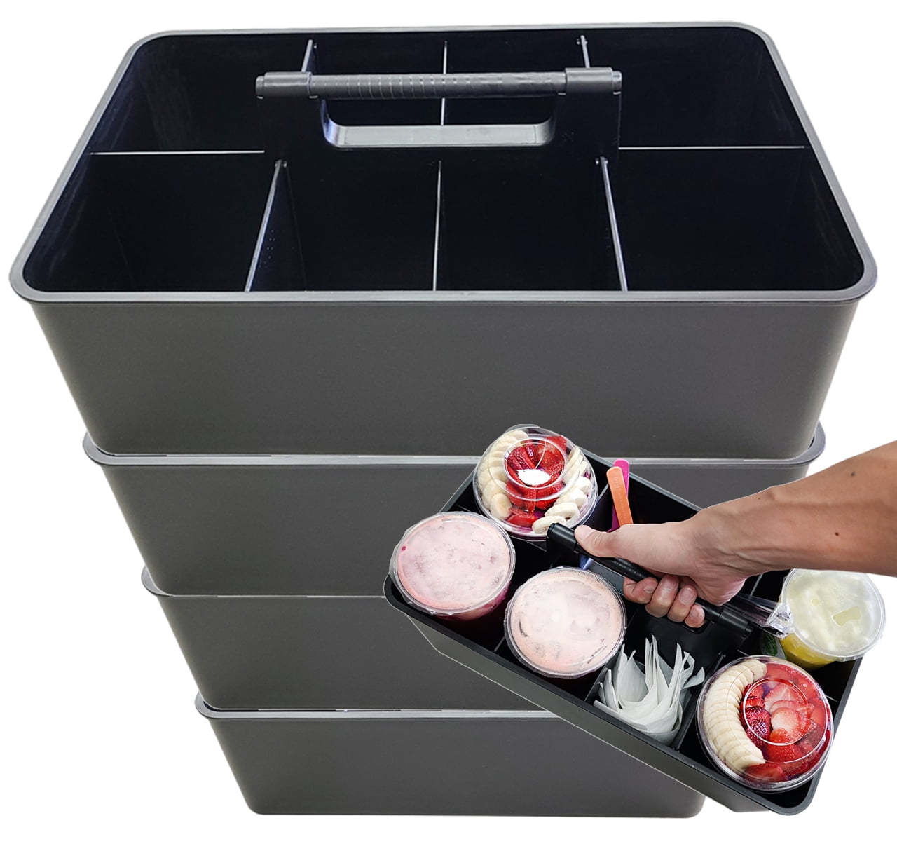 Enjoy Organizer Black 8-Compartment Storage Organizer for Art, 5-Pack