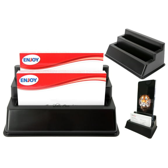 Enjoy Organizer Double Business Card Holder 3 Pack, Business Card Display Made In USA