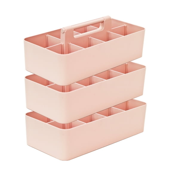 Enjoy Organizer -Large Portable Caddy, DIY Dividers, 8 Compartments, School Office Supplies Home Organizer Basket with Handle Storage Organizer Made in USA (3 PACK, Indie Pink)