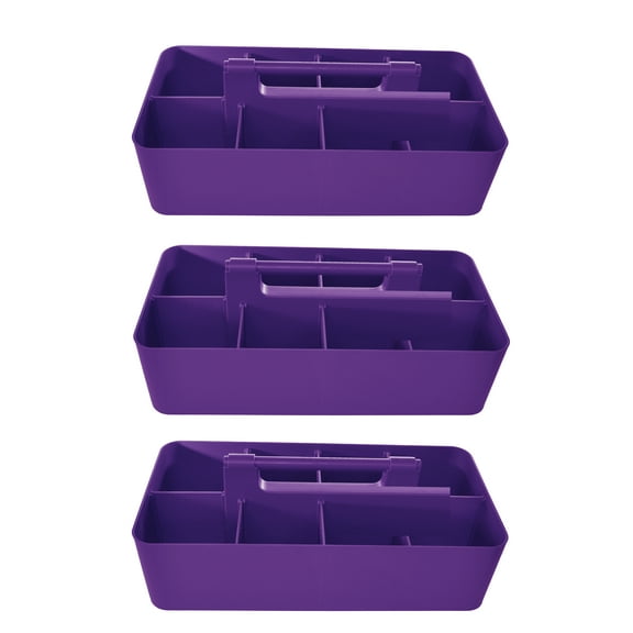 Enjoy Organizer -  Plastic Storage Caddy Organizer | Multipurpose, Portable, Stackable (3 PACK Royal Purple )