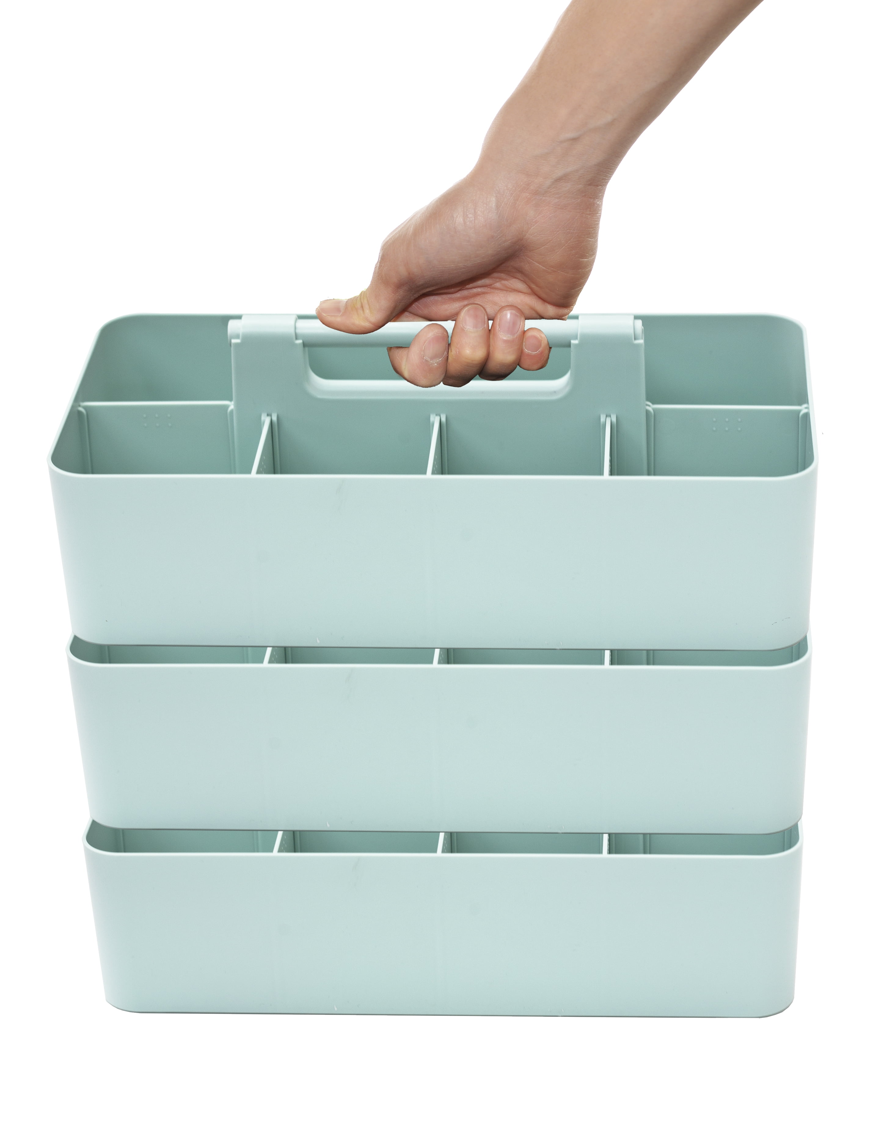Enjoy Organizer Plastic Caddy Storage Baskets with Handles, 3 Pack, Mint Made In USA