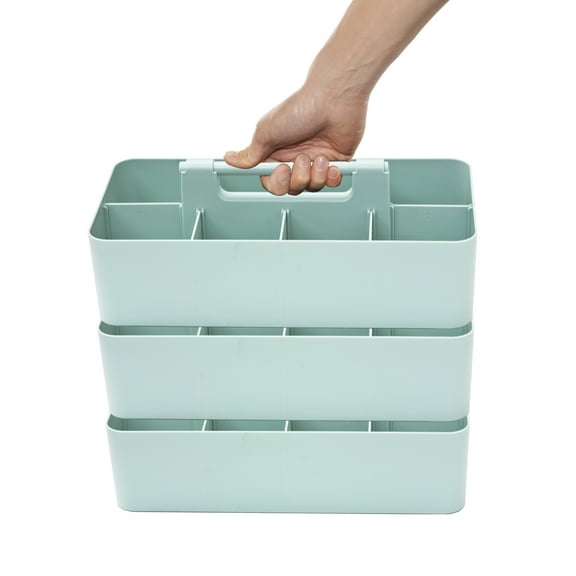 Enjoy Organizer Plastic Caddy Storage Baskets with Handles, 3 Pack, Mint Made In USA
