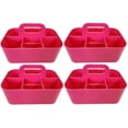 thumbnail image 1 of Enjoy Organizer - Small Stackable Plastic Caddy with Handle 6 Compartment | Desk, Makeup, Dorm Caddy, Classroom Art Organizers - 4 Pack, Made In USA (Hot Pink), 1 of 9