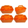 thumbnail image 1 of Enjoy Organizer - Small Stackable Plastic Caddy with Handle 6 Compartment | Desk, Makeup, Dorm Caddy, Classroom Art Organizers - 4 Pack, Made In USA - Orange, 1 of 7