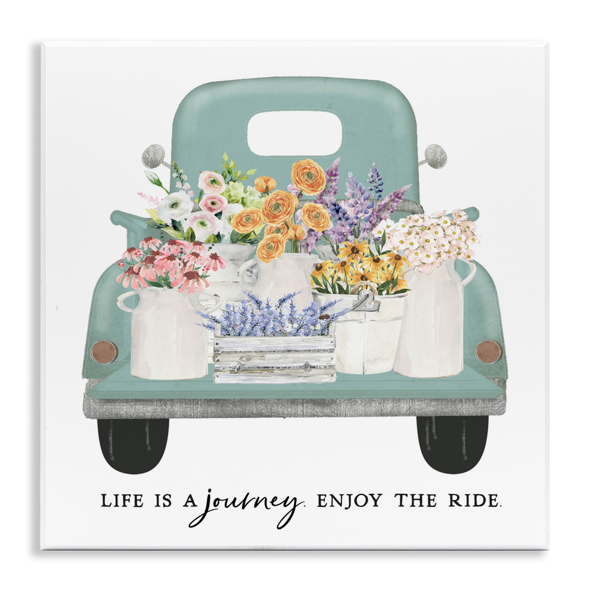 Enjoy Ride Floral Truck Wall Plaque Art, design by Lettered and Lined