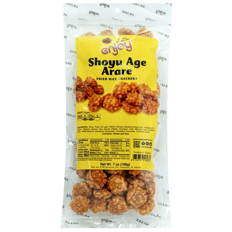 Enjoy Shoyu Age Arare Rice Cracker (7 oz), Resealable Bag