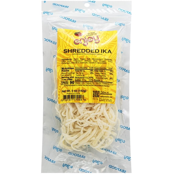 Enjoy Shredded Soft Ika(5 oz), Brand: Enjoy, No Allergens, Resealable Bag, Shelf-Stable