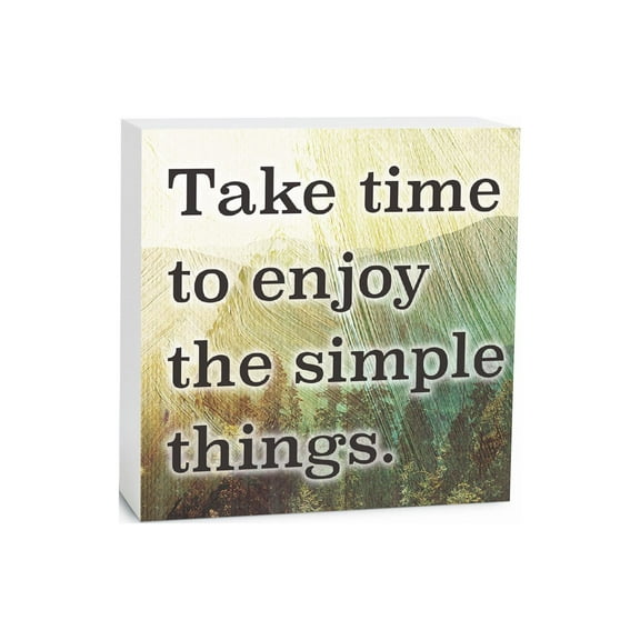 Enjoy Simple Things Shining Green Forest 5 x 5 Wood Tabletop Sign Plaque