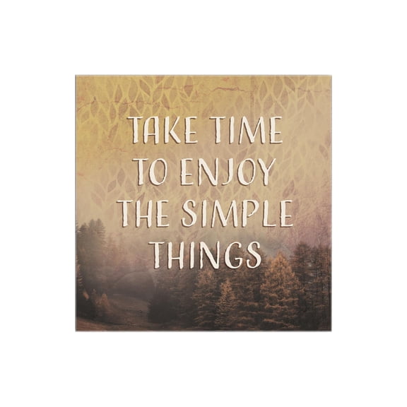Enjoy Simple Things Tan Leaves Pines 12 x 12 Wood Wall Sign Plaque