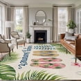 thumbnail image 1 of Enjoy Summer Beach Slippers Washable Living Room Rugs 5'x8', Ocean Flower Palm Leaf Starfish Linen Low Pile Throw Large Area Rug Non-Slip Sturdy Edge Binding Carpet for Living Room Kitchen Office, 1 of 9