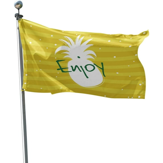 Enjoy Summer Fruit Pineapple Yellow Stripes Flags for Outside, Outdoor Flags & Banners Double Sided Large Yard Flag for Home Courtyard Decorations