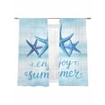 thumbnail image 1 of Enjoy Summer Sheer Curtains 72 Inch Long 2 Panels, Coastal Watercolor Blue Sea Starfish Teal White Light Filtering Rod Pocket Curtains, Sheer Voile Drapes for Living Room Bedroom, 52"x72", 1 of 8