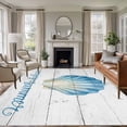 thumbnail image 1 of Enjoy Summer Washable Living Room Rugs 5'x8', Watercolor Blue Gradient Sea Shell Wood Grain Low Pile Throw Large Area Rug Non-Slip Sturdy Edge Binding Carpet for Living Room Kitchen Office, 1 of 9