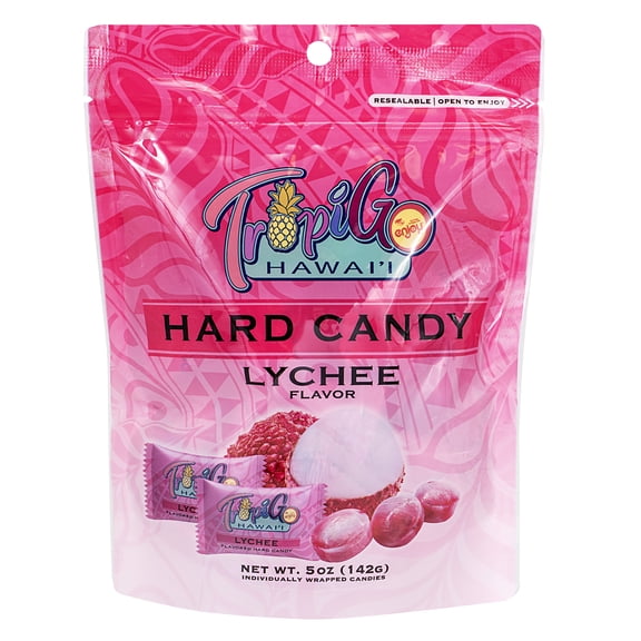 Enjoy TropiGo Lychee Hard Candy (5 oz), Hard Candy, Resealable Bag, No Allergens