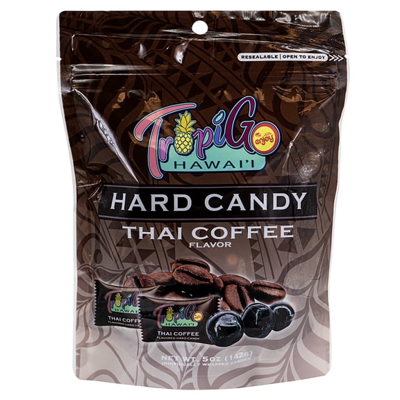 Enjoy TropiGo Thai Coffee Hard Candy (5 oz), Hard Candy, Resealable Bag, No Allergens
