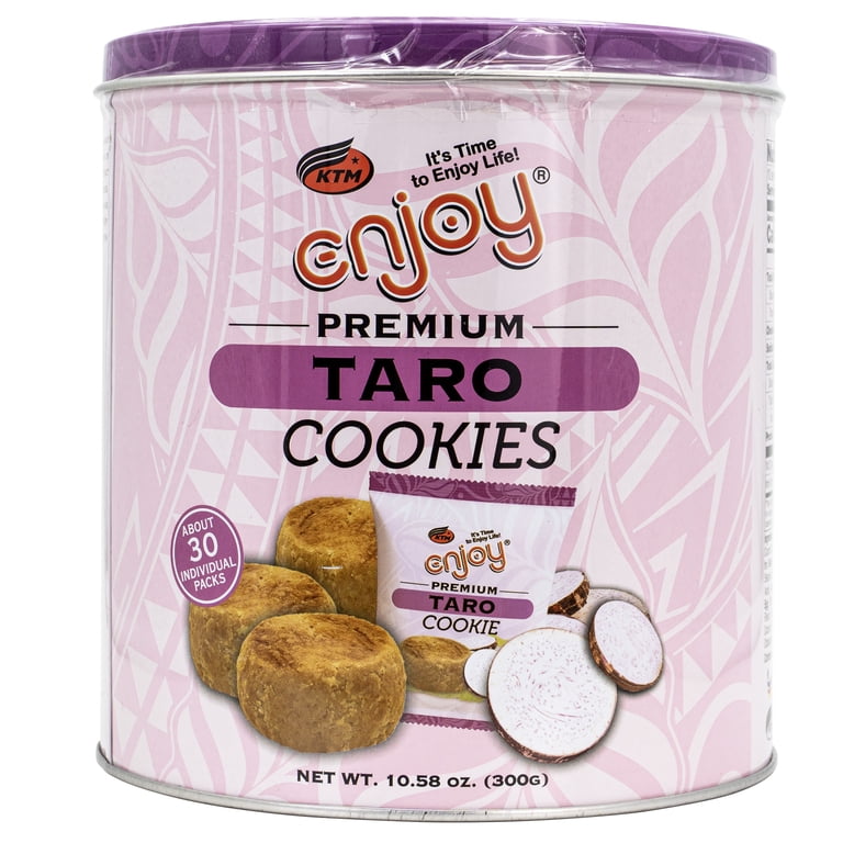 Enjoy Taro Cookies Tin (10.58 oz), Contains Wheat, Coconut, Milk
