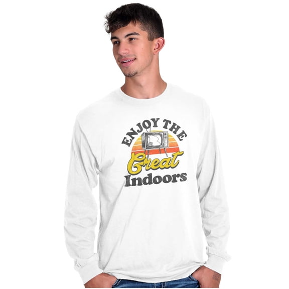 Enjoy The Great Indoors Vintage TV Long Sleeve TShirt Men Women Brisco Brands S