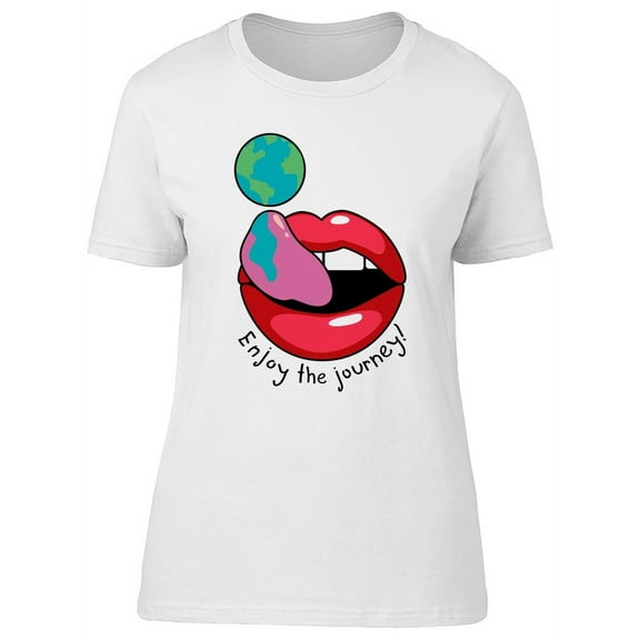 Enjoy The Journey Lips & Earth T-Shirt Women -Image by Shutterstock, Female Large
