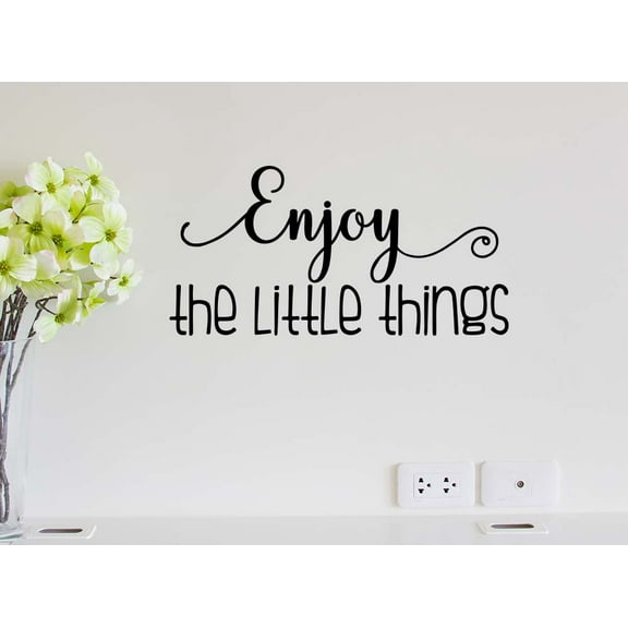 Enjoy The Little Things 22 x 11 Vinyl Wall Art Sticker Decal Wine Kitchen Decor Cooking Motivational Inspirational Decorative Lettering Iron Chef