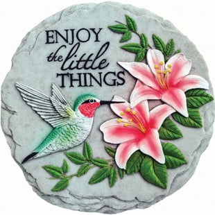 Handmade Hummingbird and Lily Painted Stepping Stone
