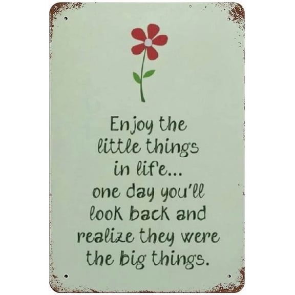 Enjoy The Little Things Tin Sign Metal Plaque Art Hanging Iron Painting Retro Home Kitchen Garden Garage Wall Decor 12"x8"