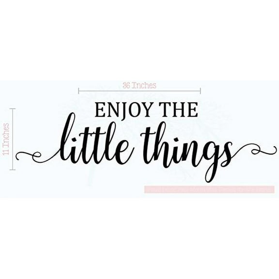 Enjoy The Little Things Vinyl Lettering Stickers Wall Decals Baby Nursery Room Decor Quote, 36 X 11 , Black