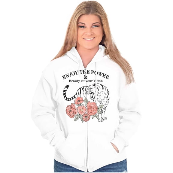Enjoy The Power Of Youth Tiger Zip Hoodie Sweatshirt Women Brisco Brands X