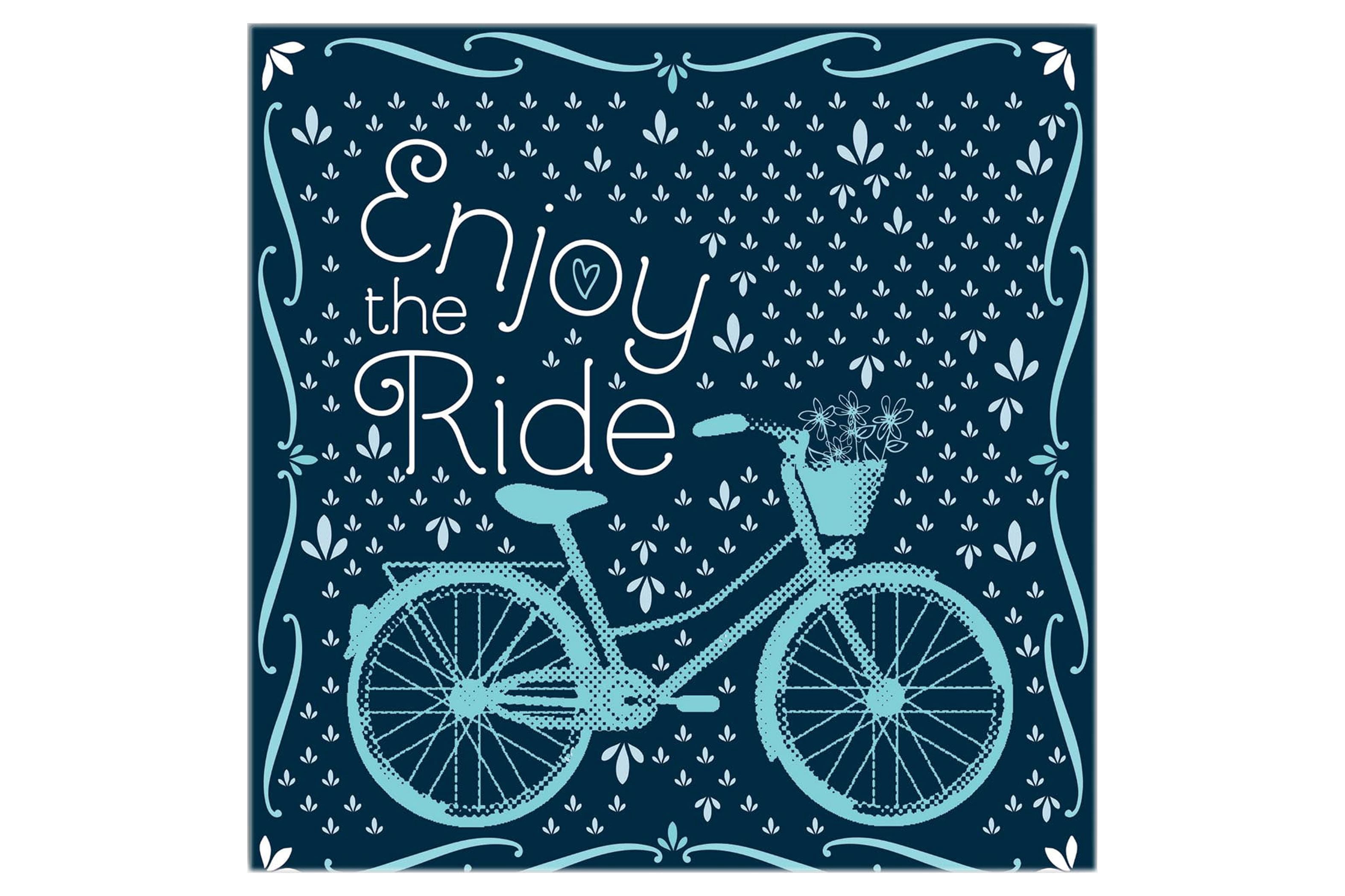 Enjoy The Ride Signage Enjoy The Ride Deep Blue Bicycle 12 x 12 Wood Wall Sign Plaque ...