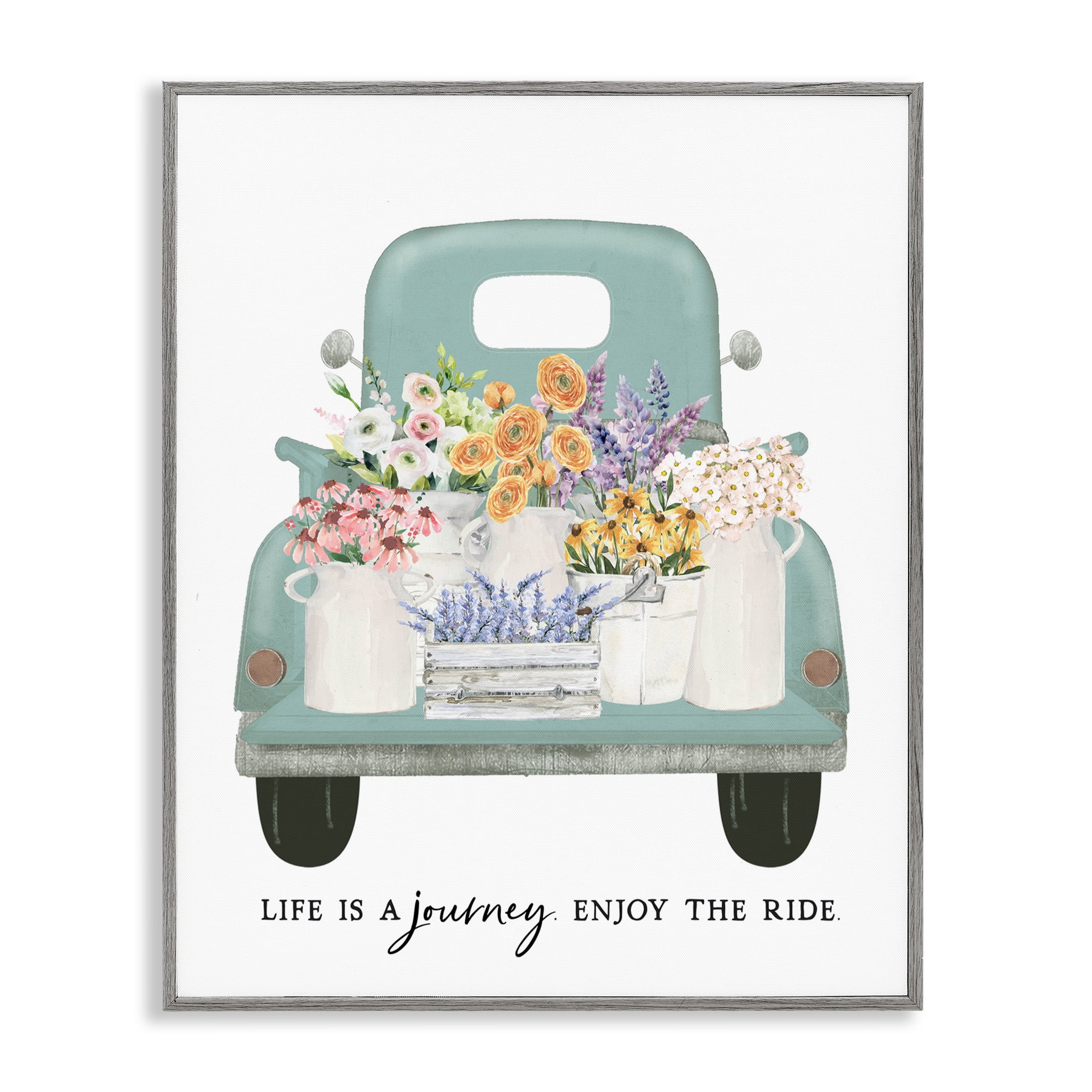 Enjoy The Ride Truck Gray Framed Giclee Art, design by Lettered and Lined