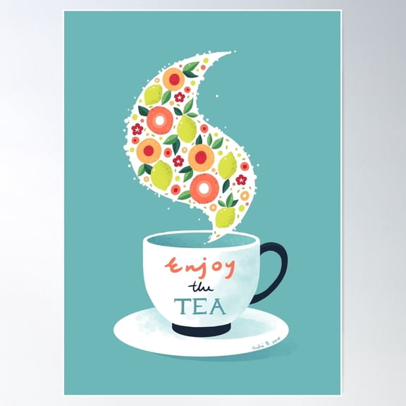 Enjoy The Tea Poster Wall Art, Modern Wall Decor For Living Room Bedroom, 12x18 UNFRAMED