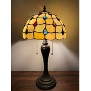 Enjoy Tiffany-Style Table Lamp Stained Glass Crystal Beans Vintage For Living Room Bedroom Bedside Farmhouse Hotel 22"H*12"W