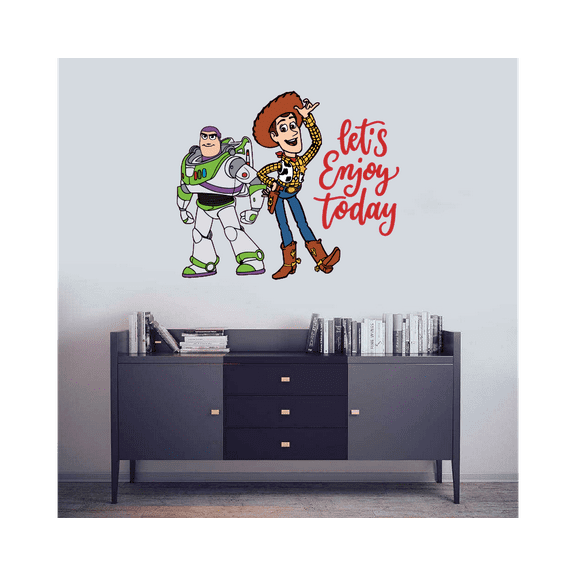 Enjoy Today Toy Story Quote Cute Cartoon Decors Wall Sticker Art Design Decal for Girls Boys Kids Room Bedroom Nursery Kindergarten House Fun Home Decor Stickers Wall Art Vinyl Decoration (30x30 inch)