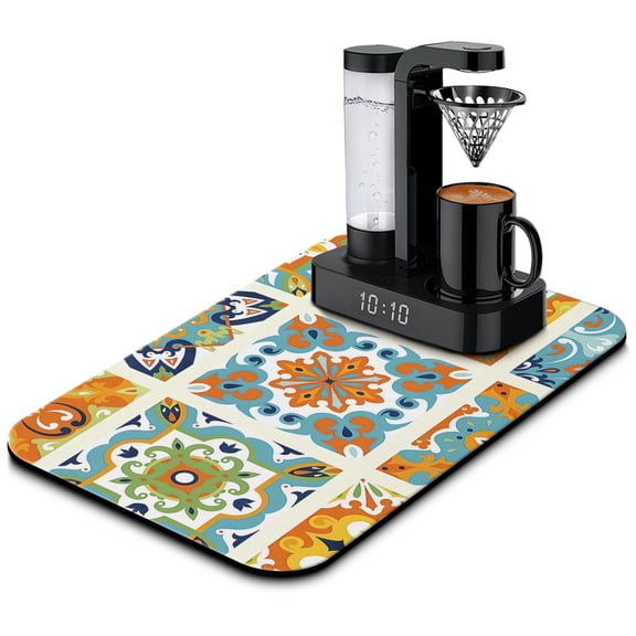 Enjoy a Dry & Tidy Kitchen with 19.5x12in Mexican Coffee Drying Mat Super Absorbent Diatom Mud Dish Pad Coffee Mat Perfect Countertop Kitchen Gadget