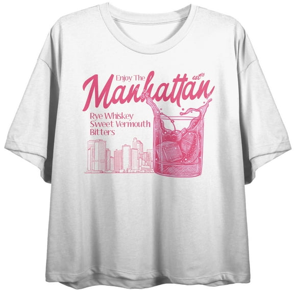Enjoy the Manhattan Women's White Cropped Tee-Medium
