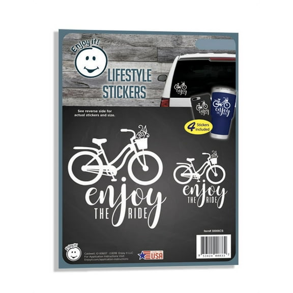 Enjoy the Ride Car Stickers, Outdoor Rated Vinyl Sticker Decals, 4 Stickers