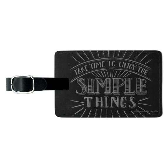 Enjoy the Simple Things Rectangle Leather Luggage Card Suitcase Carry-On ID Tag