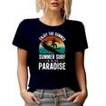 thumbnail image 1 of Enjoy the Summer, Summer Surf in Blue Paradise - Surfer or Surfing Enthusiast, Navy Blue T-Shirt, Small, 1 of 5