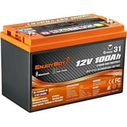 Enjoybot 12V 100Ah LiFePO4 Lithium Battery, BCI Group 31 Lithium Battery with 100A BMS and Bluetooth, Low Temp Cut Off Protection Peak Current 400A Perfect for Golf Cart, RV, Solar,  Trolling Motor